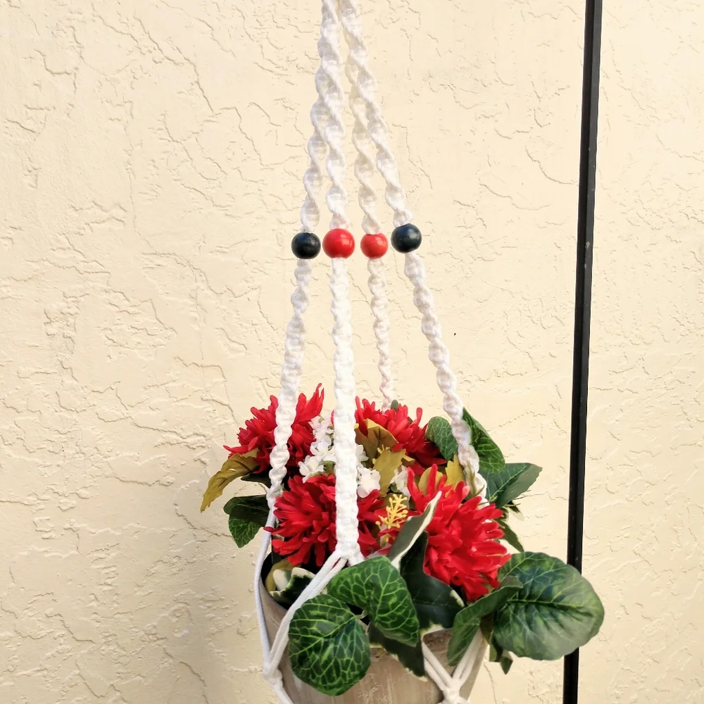 Plant Hanger Patriotic Hand Crafted Botanical Red Blue Terrarium Necessities